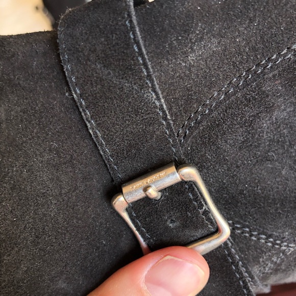 Saint Laurent Paris Single Buckle Suede Booties - Picture 2 of 11